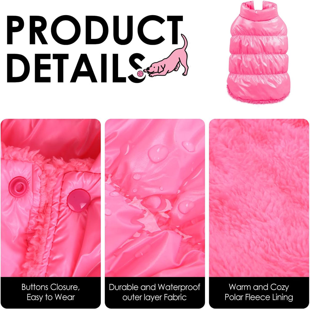 AOFITEE Dog Jacket Waterproof Dog Winter Coat Warm Fleece Pet Puffer Jacket