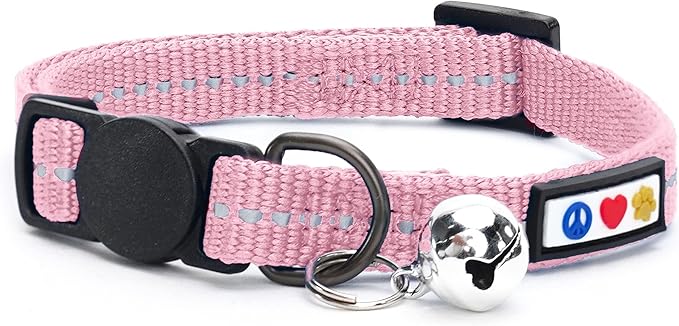 Pawtitas Recycled Pink Reflective Cat Collar – Eco-Friendly Breakaway Safety by Pawtitas