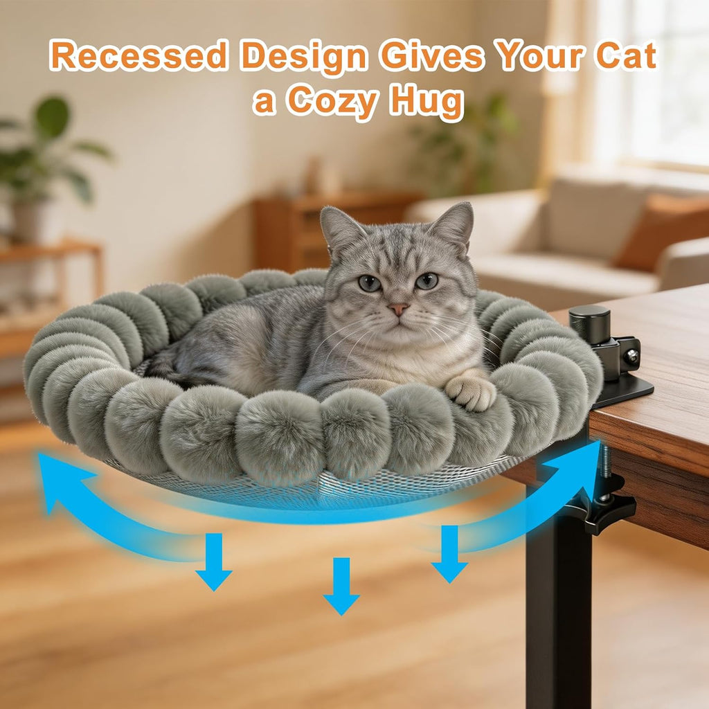 Cat Desk Bed -360° Rotation & Vertical Foldable 20"x17",Removable &Washable