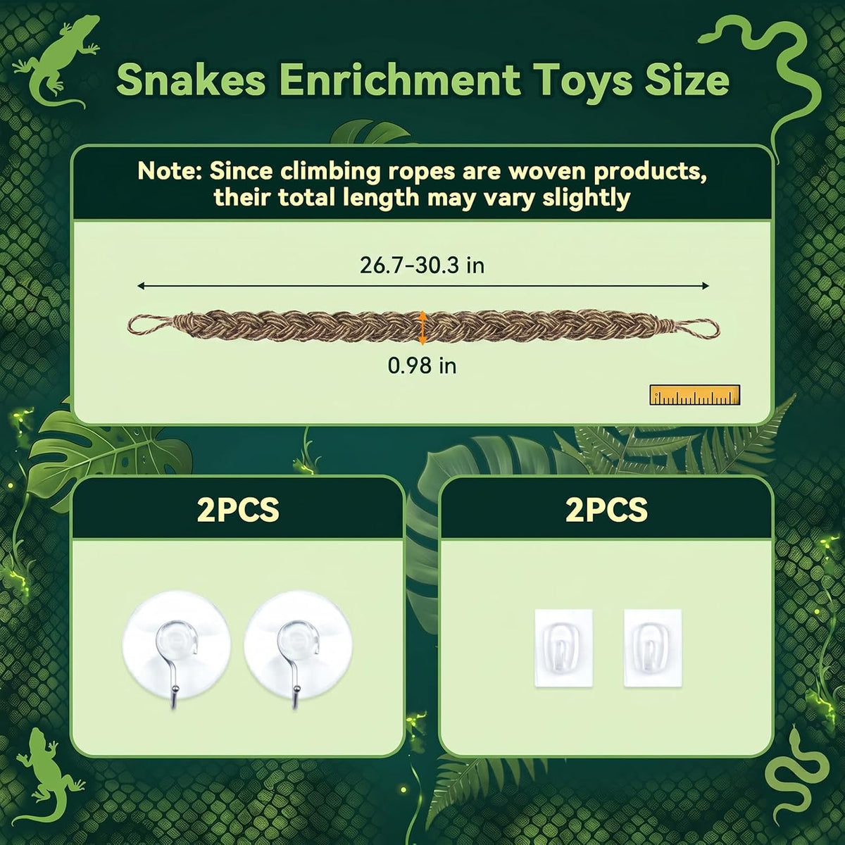 Rope for Snake Climbing Accessories, Ball Python Enrichment Toys (Brown)