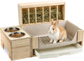 3-in-1 Rabbit Hay Feeder with Covered Hay Rack & Litter Box Drawer(Style 3)
