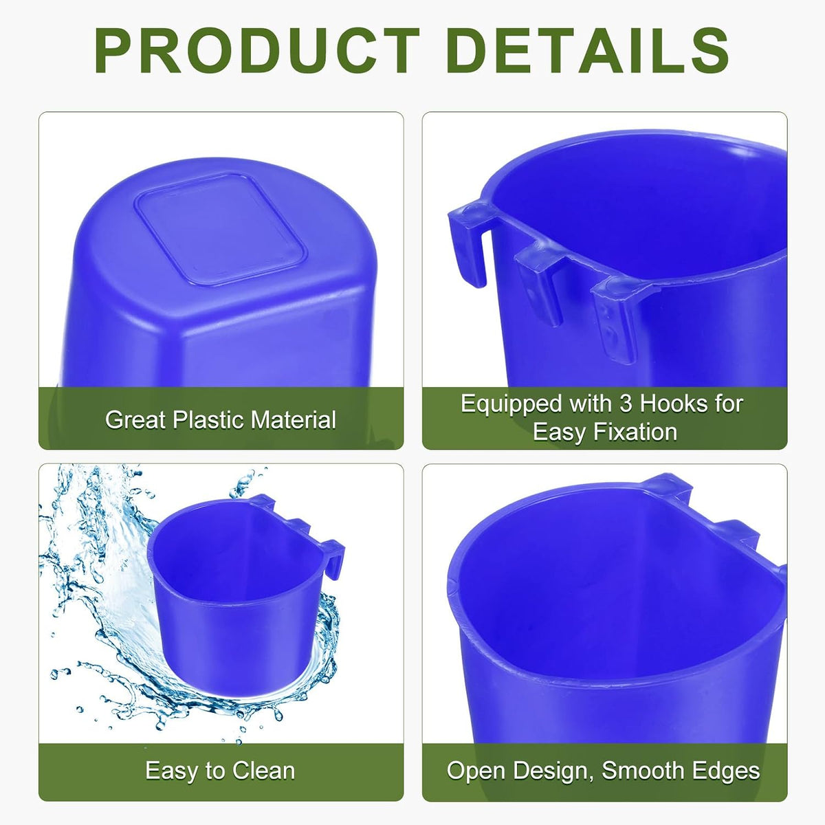 M METERXITY 10-Pack Bird Cage Cups 7 oz Plastic, Blue