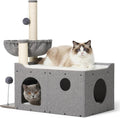 Veehoo 31.9" Small Cat Tree Condo for Large Cats with Scratching Post & Bed