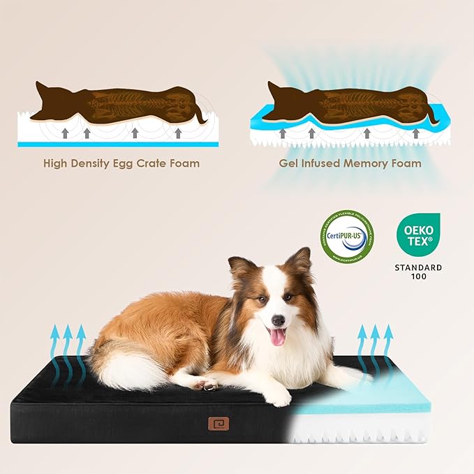EHEYCIGA Waterproof Dog Bed Orthopedic 47"x29", Memory Foam Pet Bed - Image 4