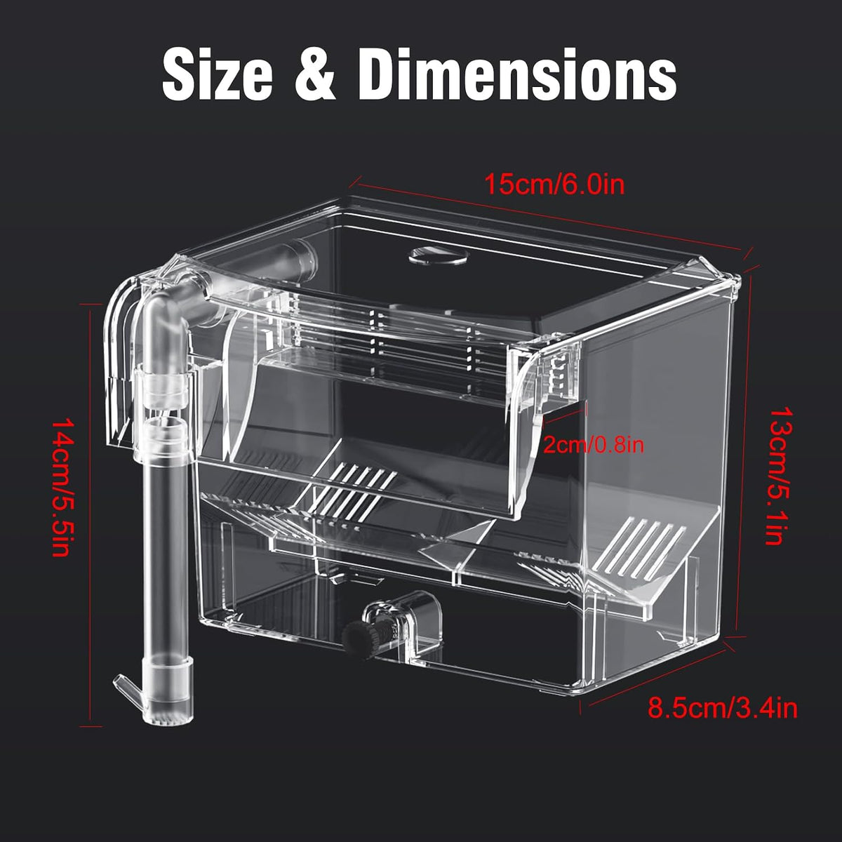 Acrylic Fish Breeder Box,Multifunction Aquarium Isolation Box,Separator Hatchery Incubator Tank for Guppy, Betta, Clownfish, Baby & Injured Fish,Aquarium Bio Filter Material Box,Clear Water