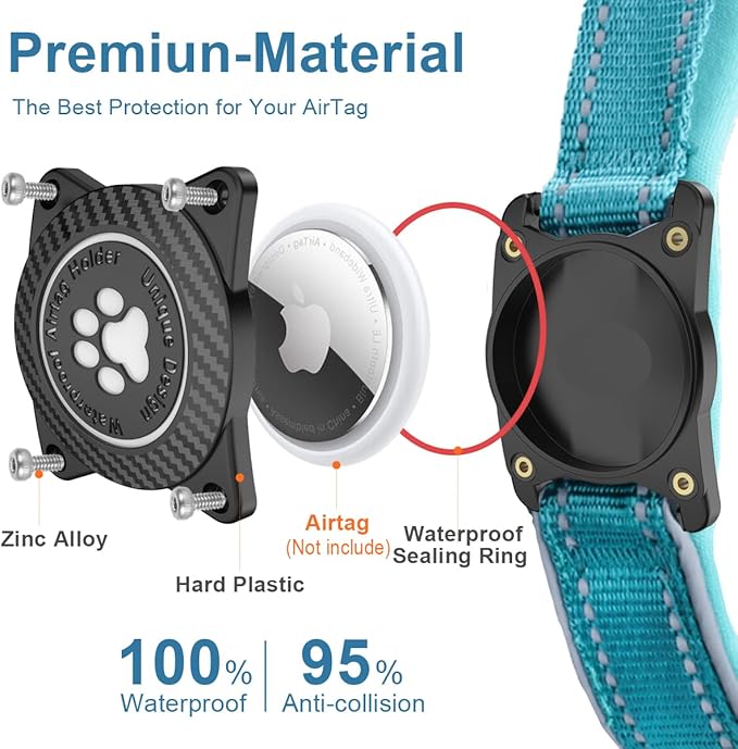 Airtag Dog Collar with Waterproof Air Tag Holder, Luminous Reflective, Soft - Image 3