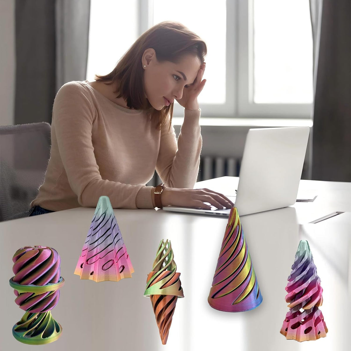 Christmas Stocking Stuffer 4 Packs Impossible Cone,Impossible Cones passthrough Impossible Pyramid for Relaxing,Spiral Fidget Toy passthrough Impossible Cone,Birthday for Adults & Kids