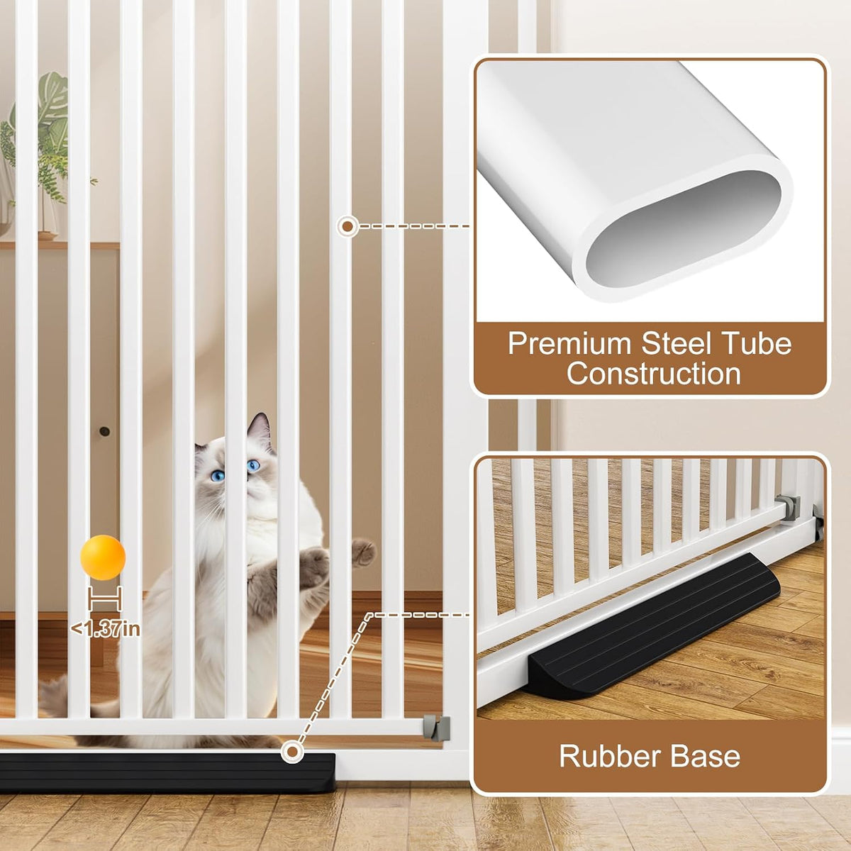 41" Extra Tall Cat Gate for Doorway, 30-32" Wide Auto Close Pet Gate