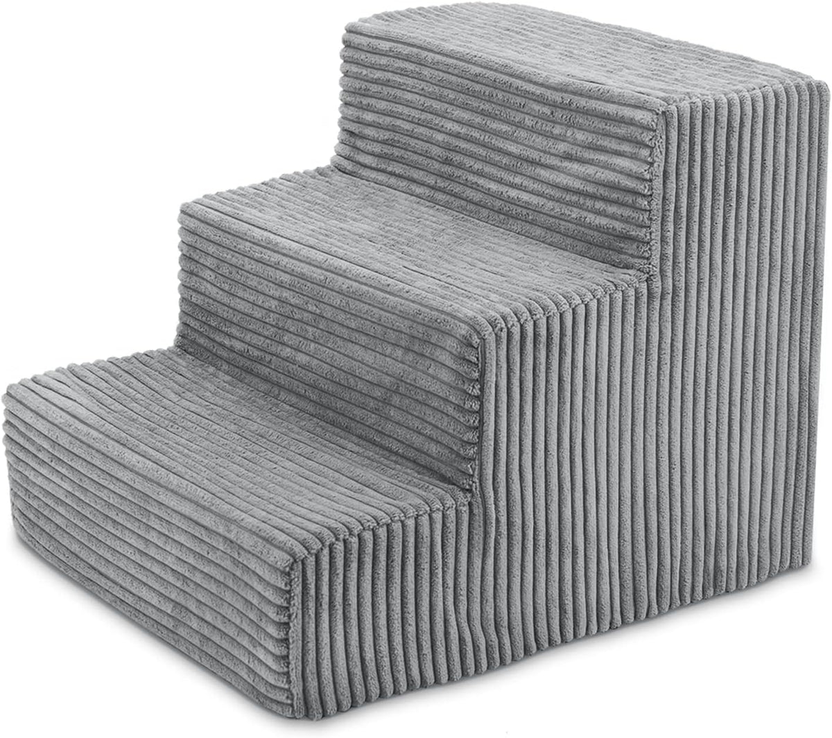 Best Pet Supplies Dog Stairs & Steps - Foam Steps for Small Dogs & Cats, Non-Slip Indoor Balanced Pet Step Support, Dog Ramp, No Assembly, Ash Gray Linen, 4-Step (18-inch Height)