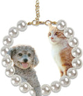 Chunky Pearl Dog Collar for Small Dogs Cats, Adjustable Beaded Dog Collar by MLUOVI