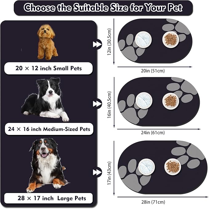 Large Pet Feeding Mat – 28''x17'' Absorbent Dog Mat - Image 3