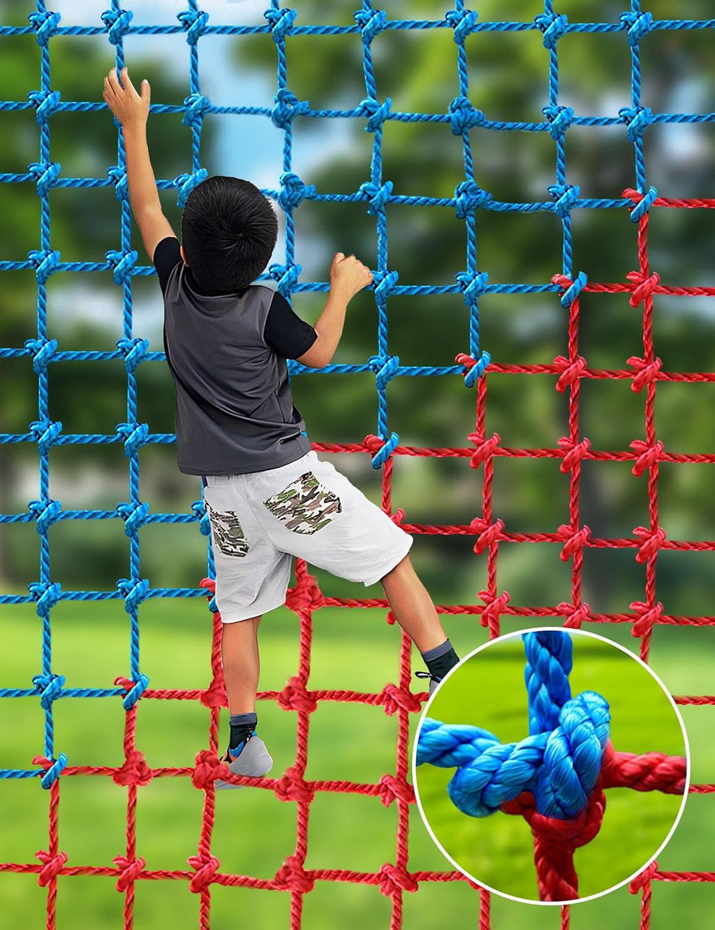 Climbing Cargo Net, Polyester Playground Climbing Net, Heavy Duty Large Military Climbing Net for Kids Outdoor, Kids Safety Protection Net, Rope Ladder, Jungle Gyms, Swingset, Treehouse