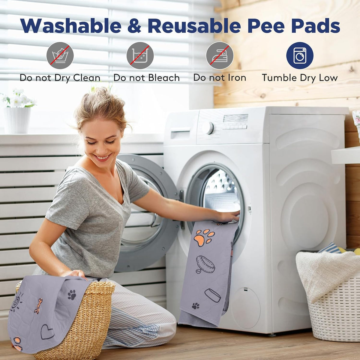 FURTIME Washable Pee Pads for Dogs, Super Absorbent, 2 Pack 18"x24" Purple