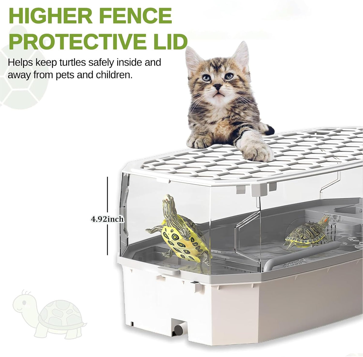 Turtle Tank Kit 3 Gal Escape-Proof with Basking Platform, Pump and Lid