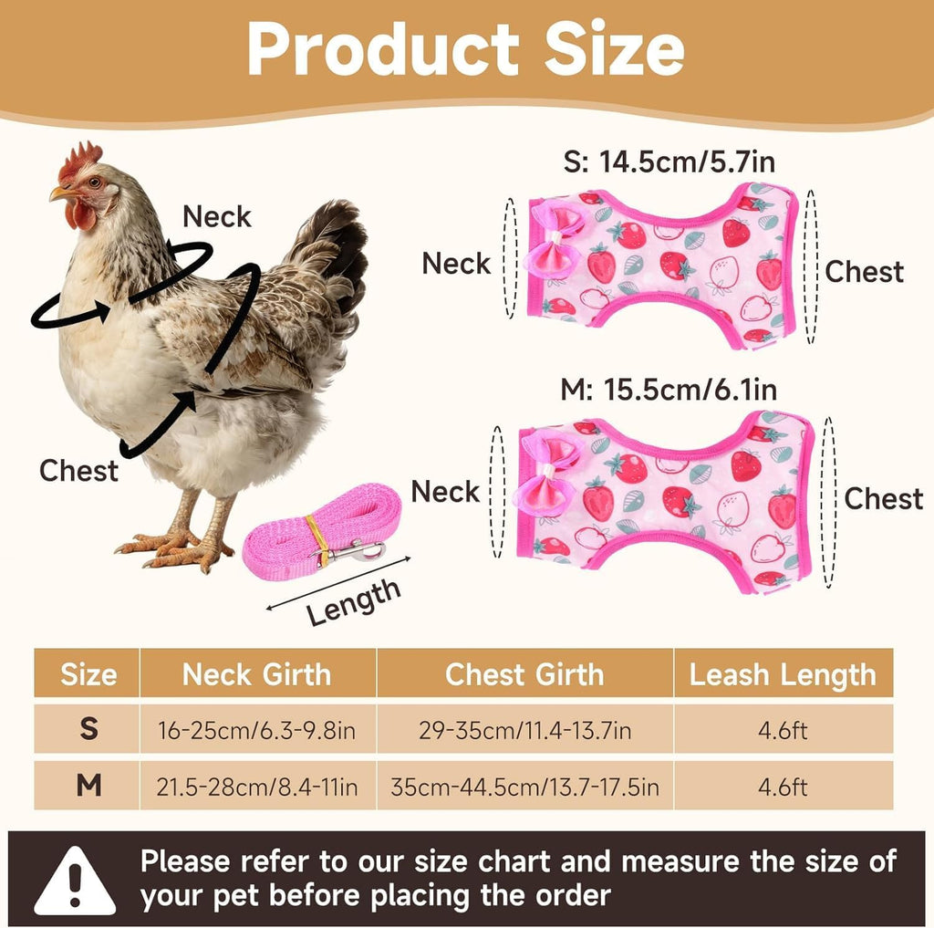 Chicken Harness with Leash, Duck Harness Vest for Goose Hans Yellow, Medium