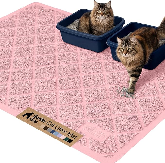 GORILLA GRIP Cat Litter Box Mat, Water Resistant, US Designed Kitty Litter by GorillaGrip