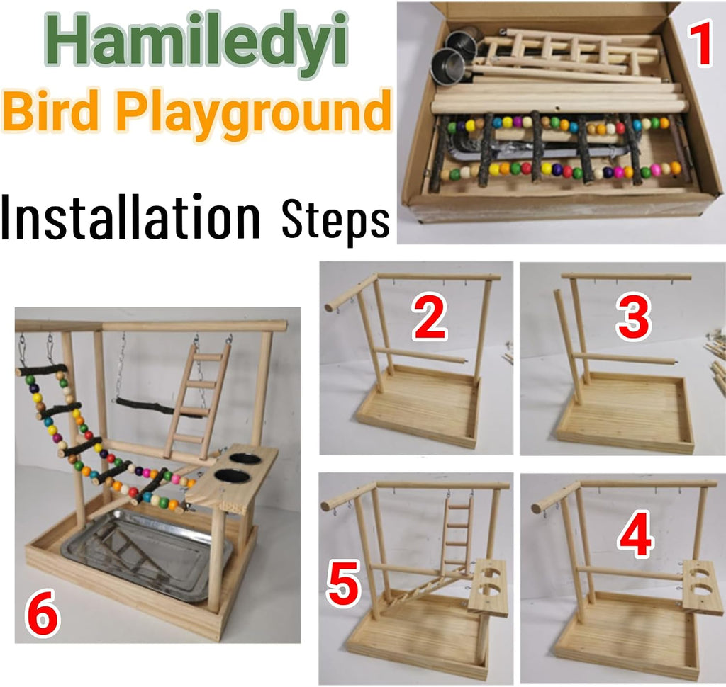 Bird Playground Wooden Parrot Stand Parakeet Perch Bird Play Gym