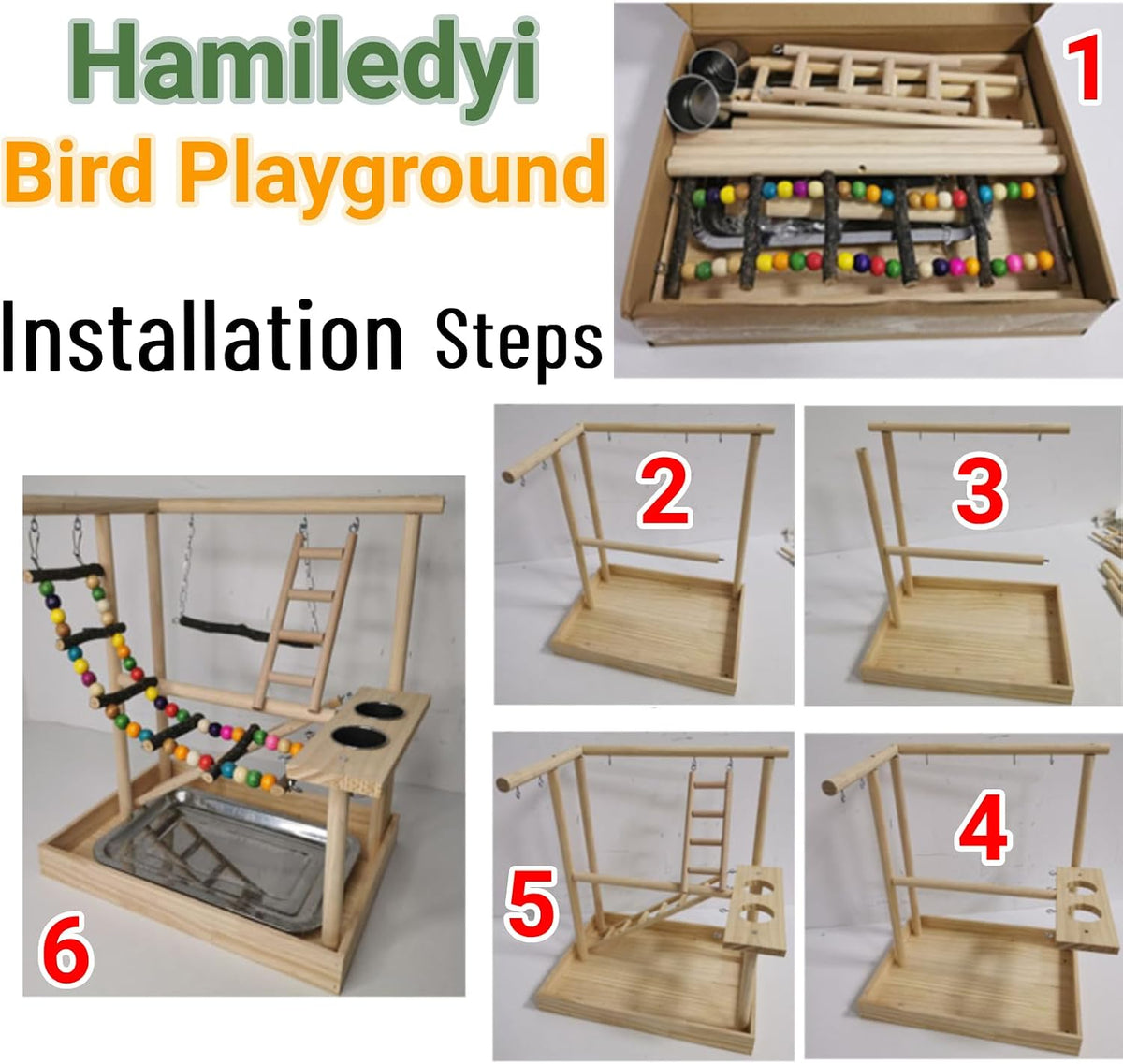 Bird Playground Wooden Parrot Stand Parakeet Perch Bird Play Gym