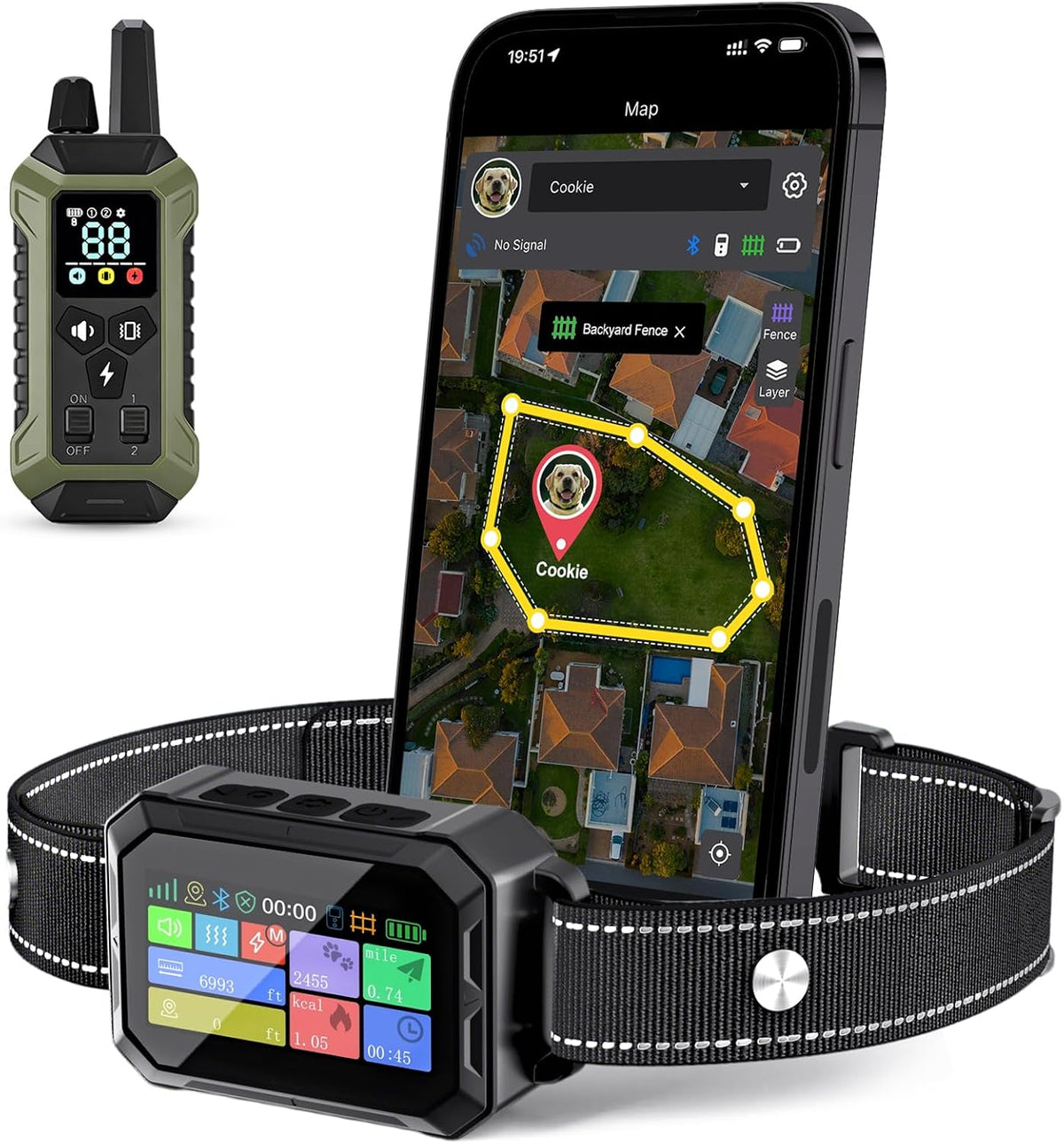 GPS Wireless Dog Collar Fence System - No Monthly Fee App Control, Custom Polygon Boundary & Remote Training, Free Phone Tracker for Up to 5 Pets, Virtual Electric Fence for Dogs