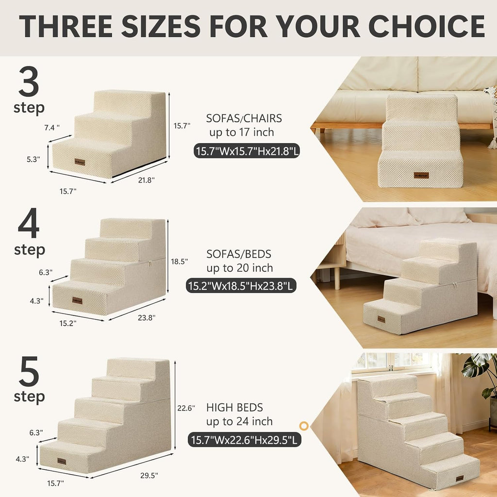 Aodisman Dog Steps for Bed or Couch,4-Step Pet Stairs for Small Dogs & Cats