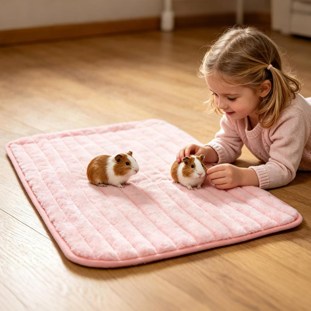 Homimp Guinea Pig Bed, 2 Pack Waterproof Reusable Small Animal Bed, Washable & Anti Slip Small Animal Beds for Indoor Rabbit Hamster Squirrel Hedgehog Chinchilla Ferret, 16"x24" Pink