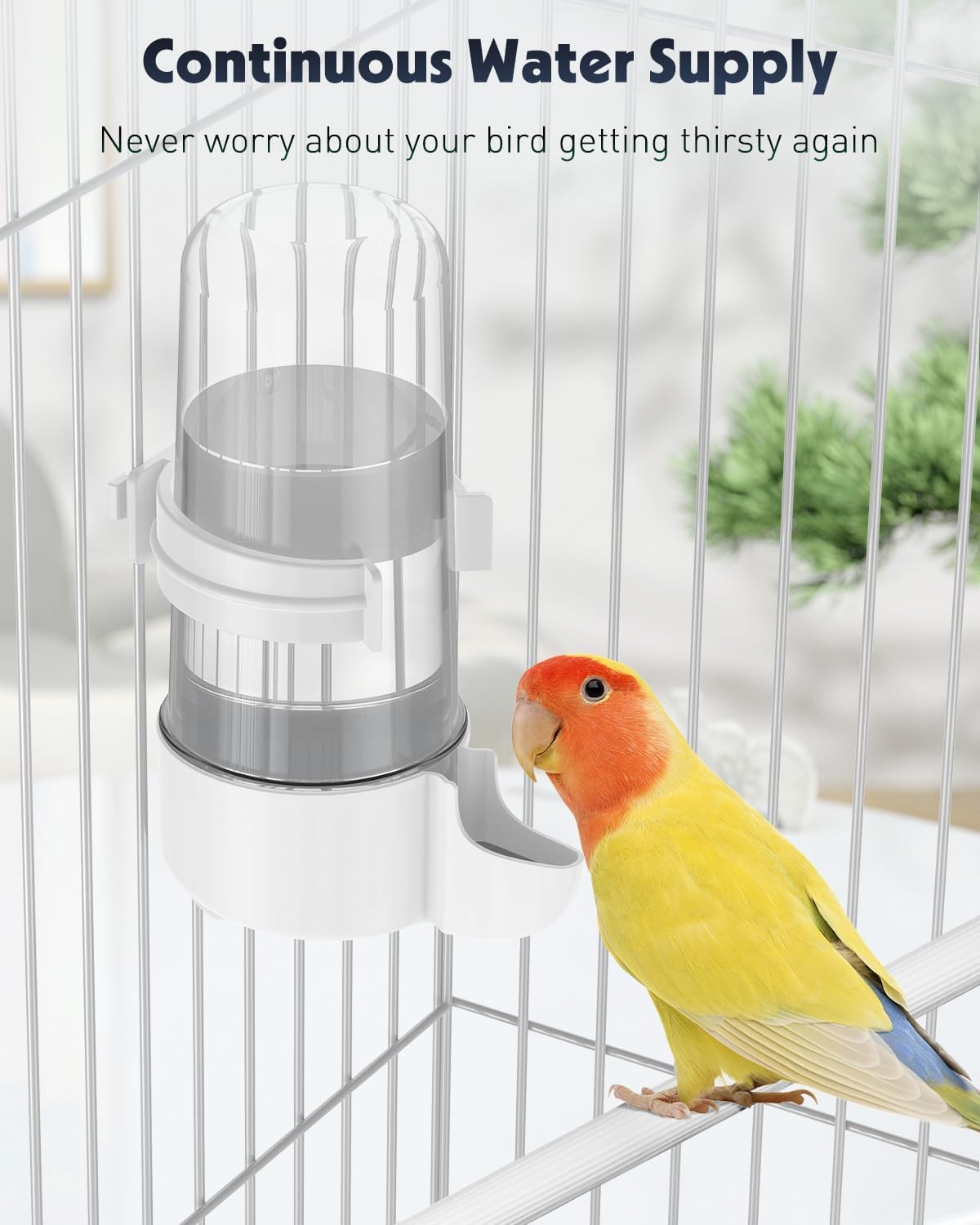 Pawfly 4 Pcs Bird Water Dispenser, Cage Accessories for Parrot & Hamster, Bird Feeder for Cage, White & Blue Waterer for Small Parakeet Cockatiel Budgie Lovebirds