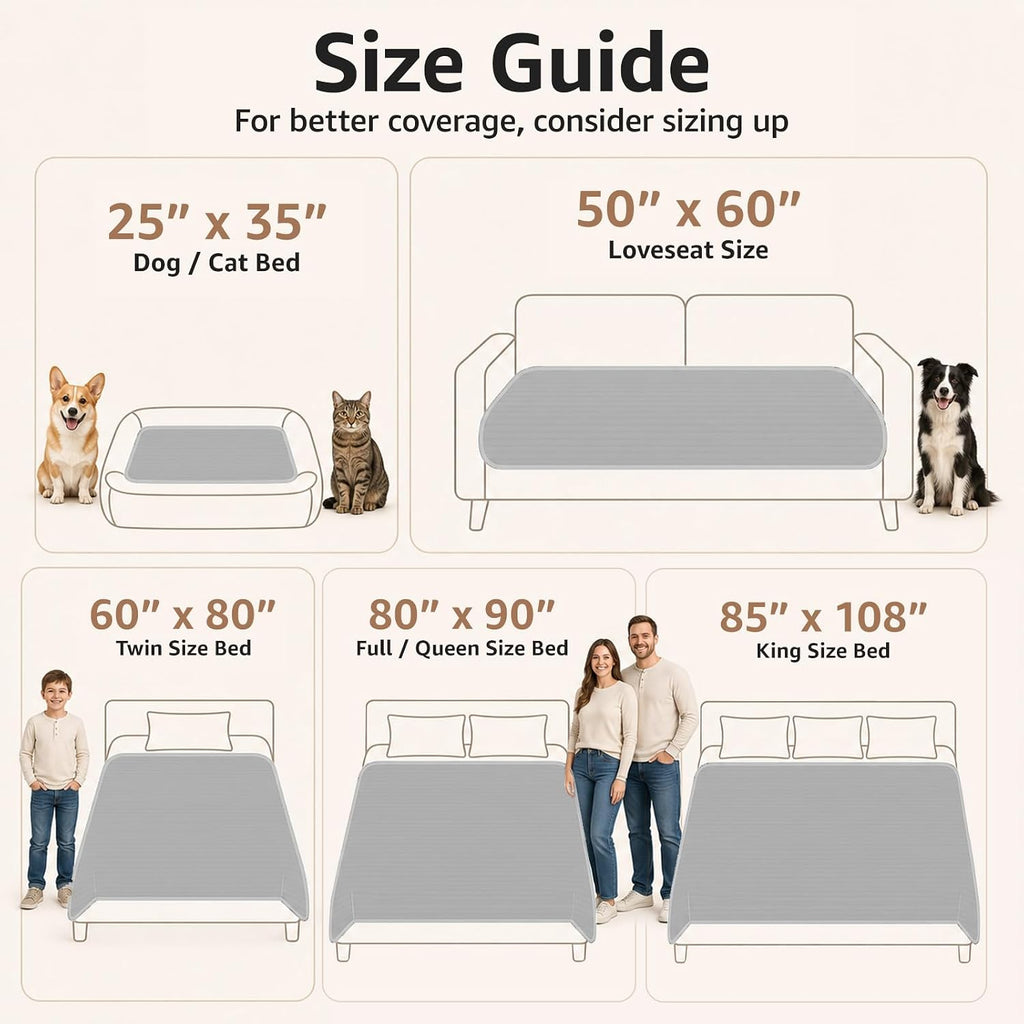 LOOBANI Waterproof Blanket for Queen Bed, Cozy Spill-Proof, 80"x90", Cream