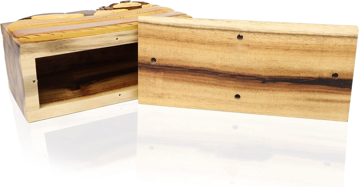 Royal Matter Wooden Cremation Pet Urn Box with Sleeping Dog Design - Oak, Black Walnut and Beech Keepsake Urns in Loving Memory of Pets - Hand Carved Memorial for Pet Ashes - 30 Cubic Inches