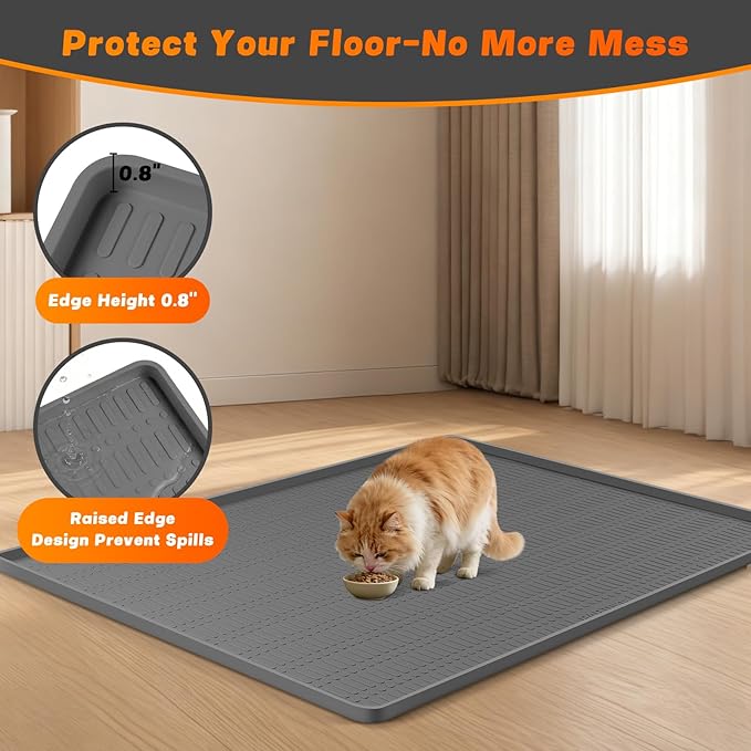 47" x 35" Silicone Cat Food Mat, Waterproof Pet Feeding Mat - Image 6