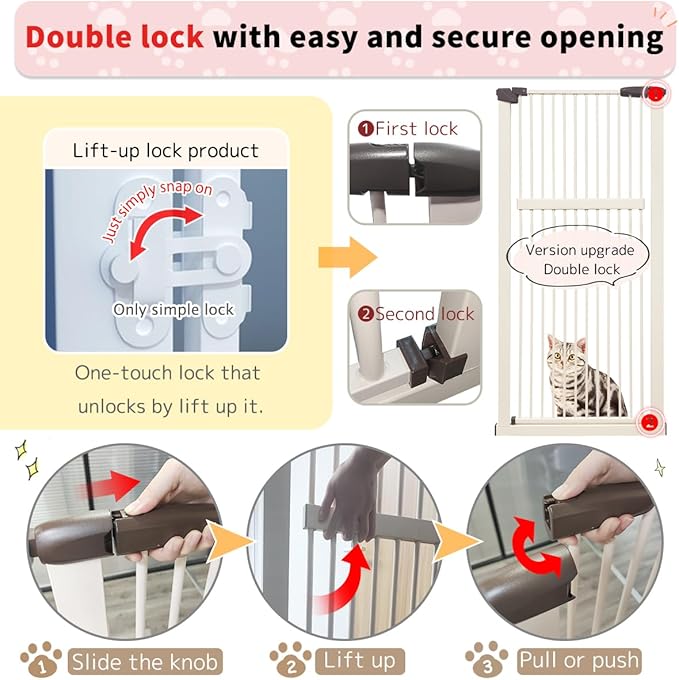 Lumizone Extra Tall Pet Gate 55.12" High Pressure Mounted 38.39"-59.24" Extra - Image 8