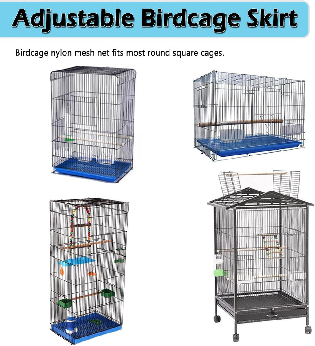 Large Bird Cage Seed Catcher Skirt, Parrot Parakeet Macaw Cover Black