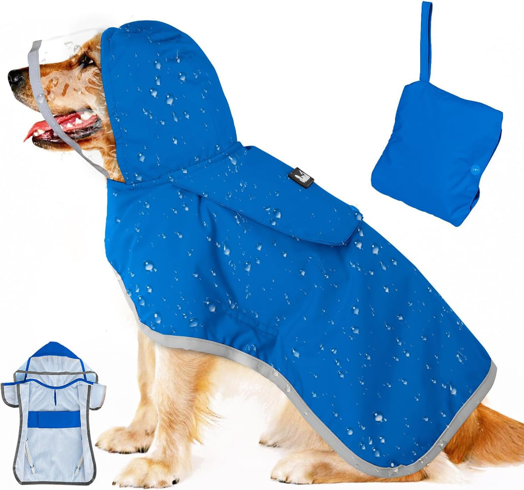 Lukovee Dog Raincoat, Waterproof Jacket with Clear Hood & Leash Hole, XL
