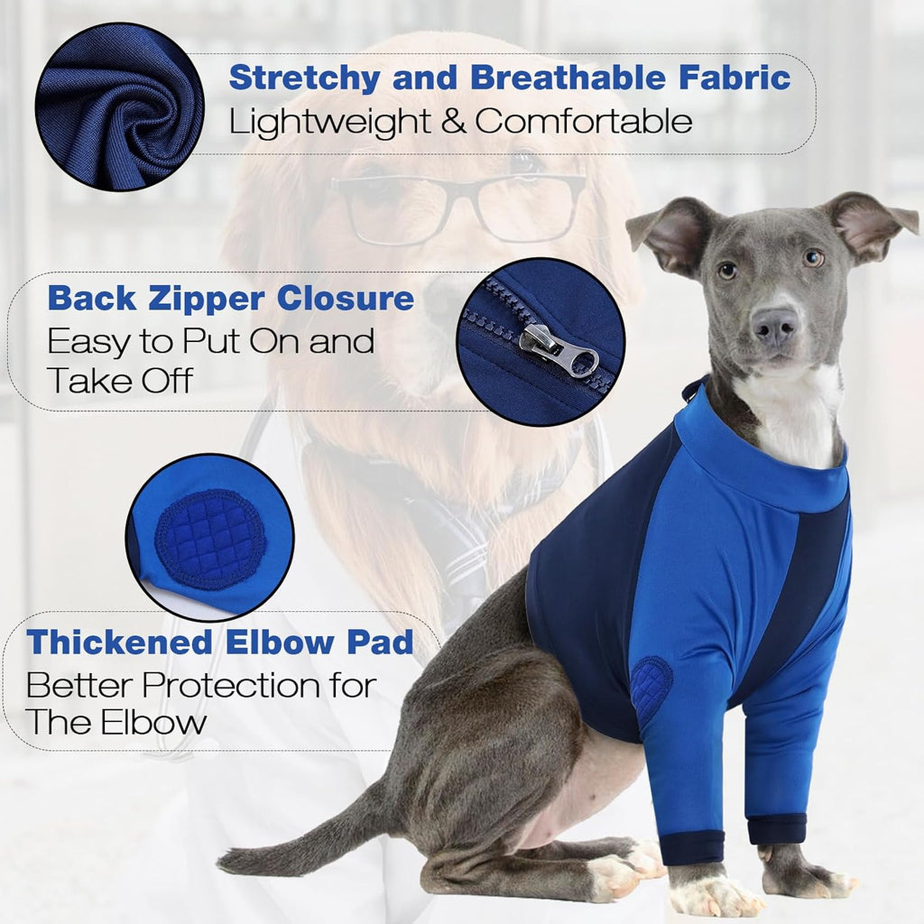 Lelepet Dog Recovery Suit for Front Legs, Dog Sleeve to Stop Licking Blue