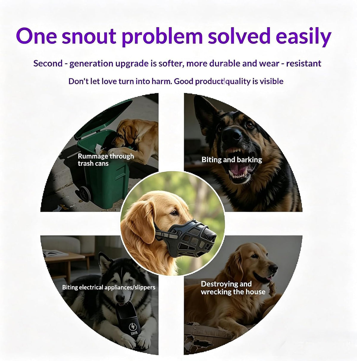 Dog Muzzle, Breathable Basket-Style Anti-bite Muzzle (XL, Black)