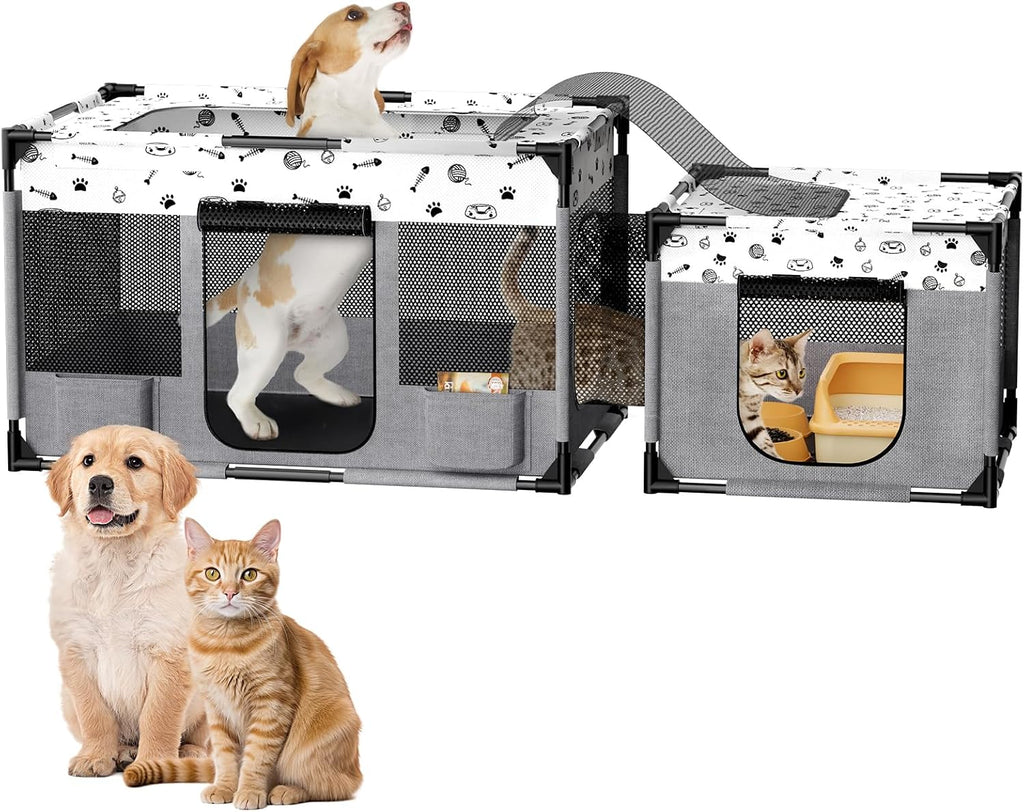 PVC Pipe Cat Kitten Dog Playpen Indoor with Litter Box Area Portable