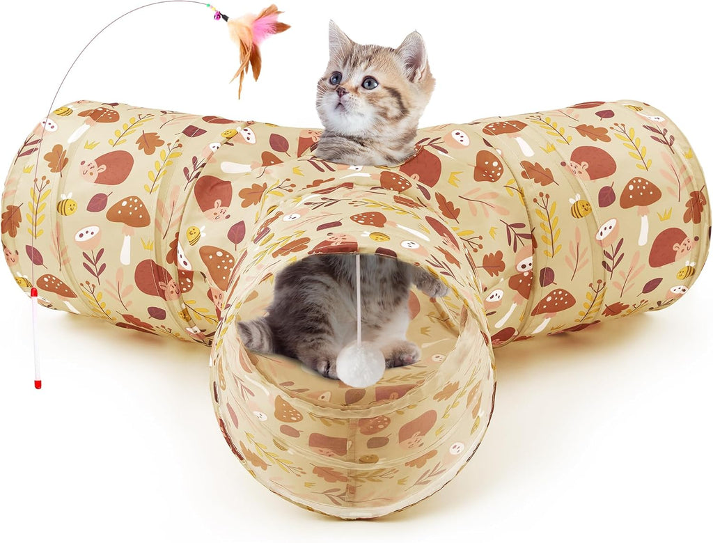 Tempcore Cat Tunnel, 3-Way Collapsible Toy for Indoor Cats, Hedgehog