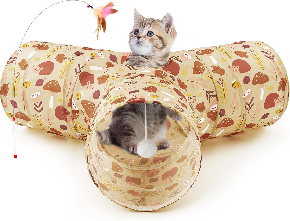 Tempcore Cat Tunnel, 3-Way Collapsible Toy for Indoor Cats, Hedgehog