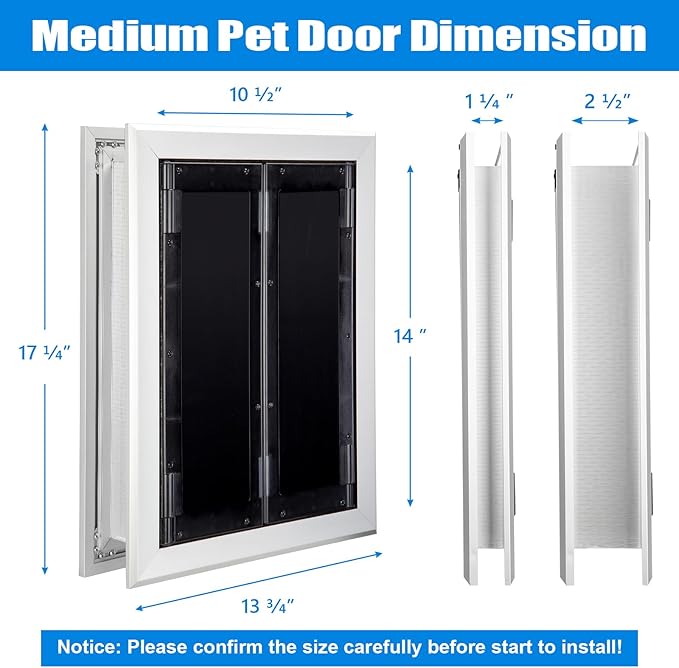 Aluminum Pet Door with Panels, Durable Dog Door with Automatic Closing Magnetic - Image 2