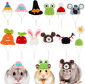 12Pcs Mini Knitted Hats for Hamster Small Animals with Adjustable Strap