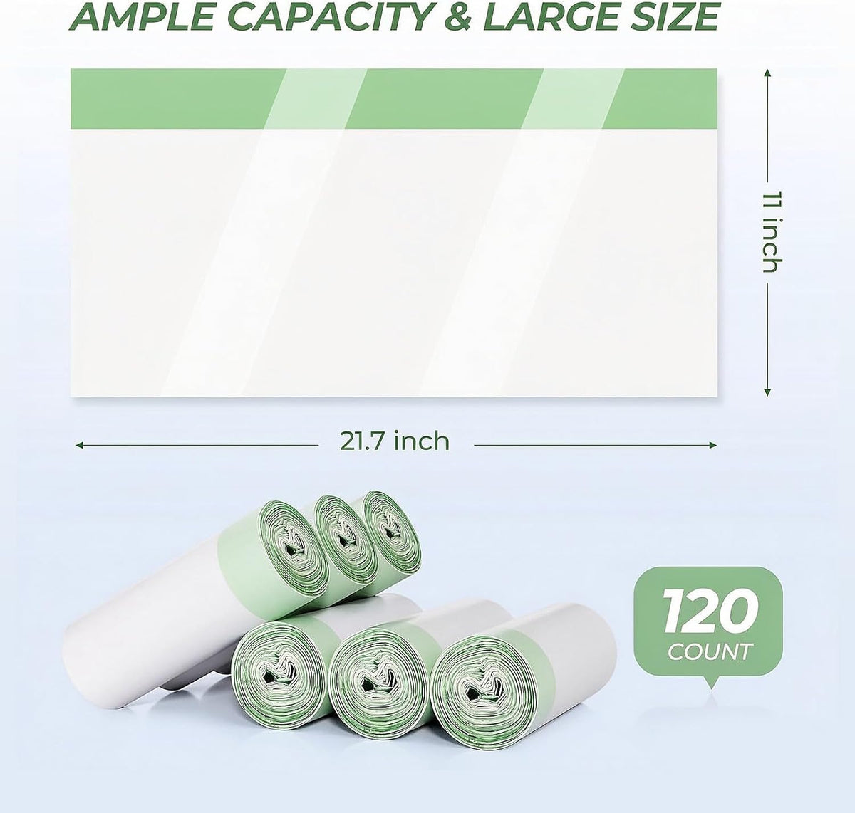 Litter Box Liners Drawstring Waste bag 6 Rolls Heavy Duty Trash Bags