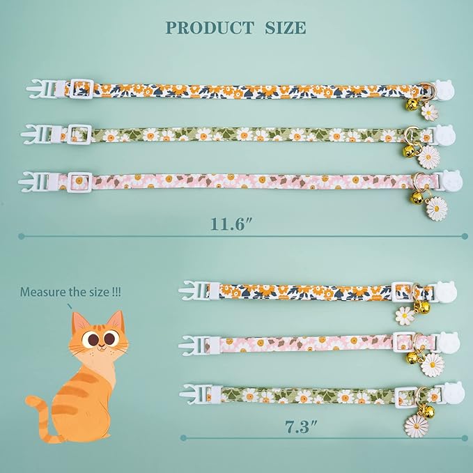 Faygarsle 3 Pack Cotton Safe Breakaway Cat Collars - Image 4