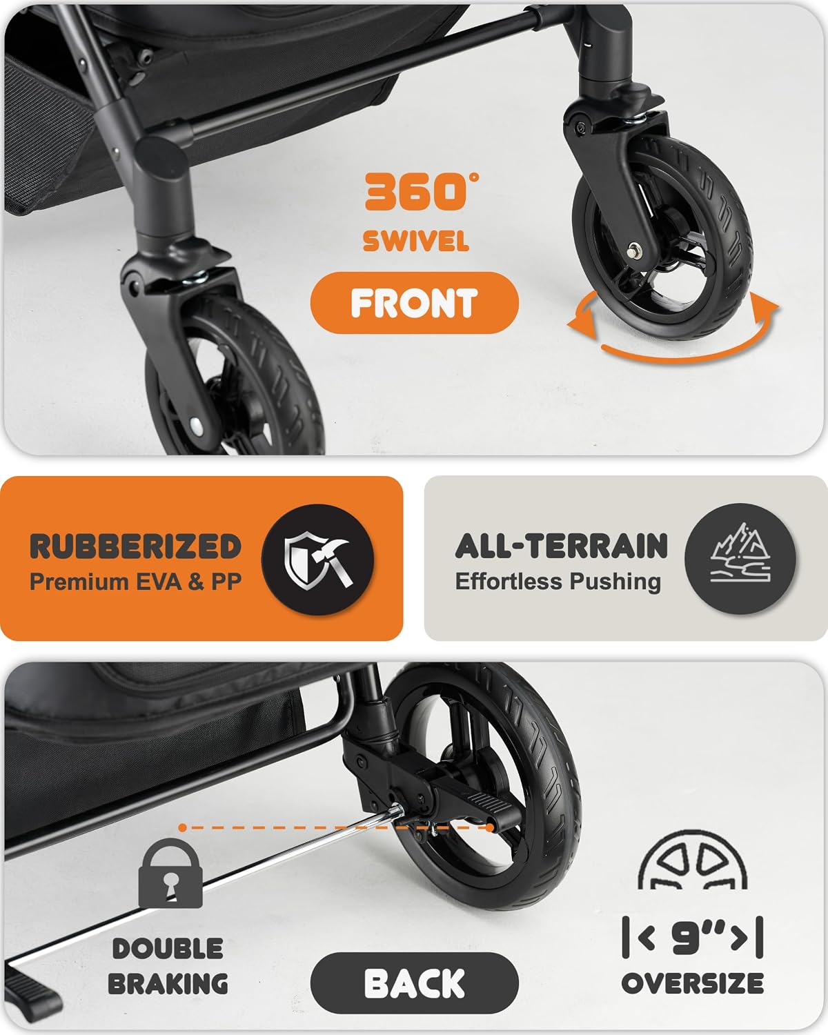 Zoosky Dog Stroller for Medium & Large Dogs, Pet Stroller for 2 Small Dogs