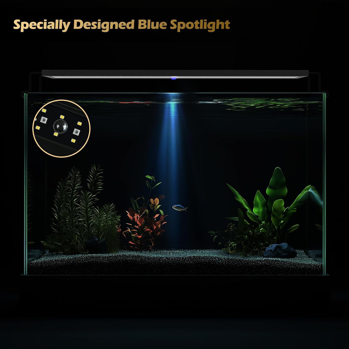 GLOWRIUM 48-53in Freshwater Fish Tank Light, LED Aquarium Light with Moon