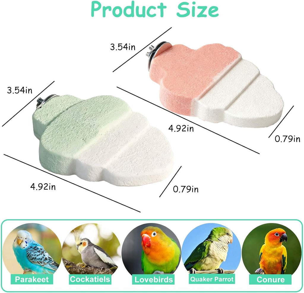 2PCS Bird Beak Grinding Stone,Parrot Perch Stand Platform,Pink+Green