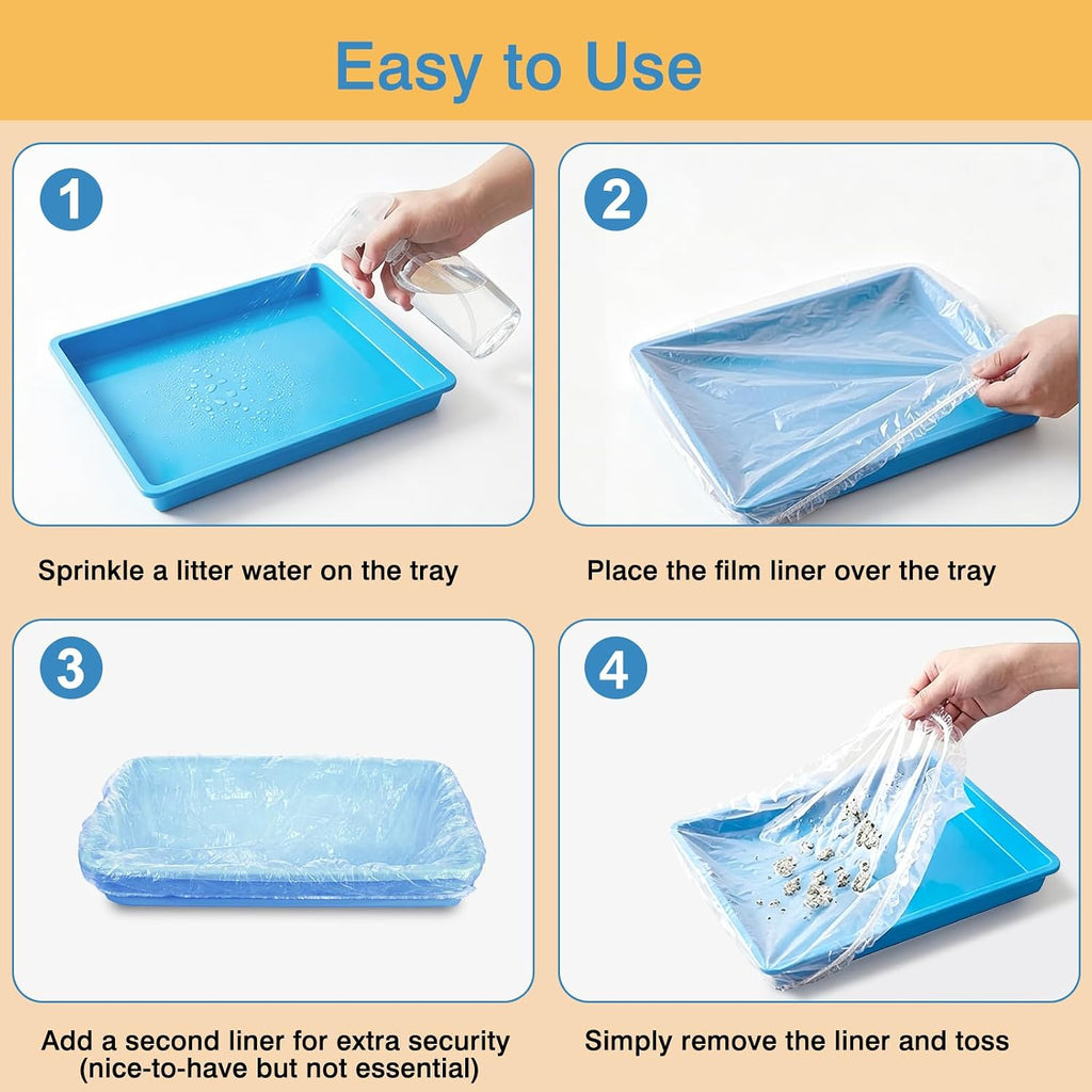 50 Pcs Disposable Rabbit Cage Liners, Small Animals Leak Proof Plastic Litter Box Film Liners for Bunny Guinea Pig Hamster Chinchilla Bird Clear Tray Covers Toilet Film Bags (60″)