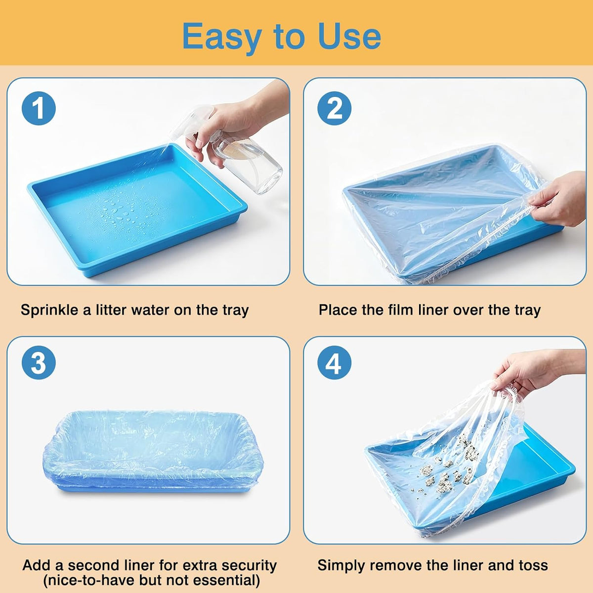 50 Pcs Disposable Rabbit Cage Liners, Small Animals Leak Proof Plastic Litter Box Film Liners for Bunny Guinea Pig Hamster Chinchilla Bird Clear Tray Covers Toilet Film Bags (60″)