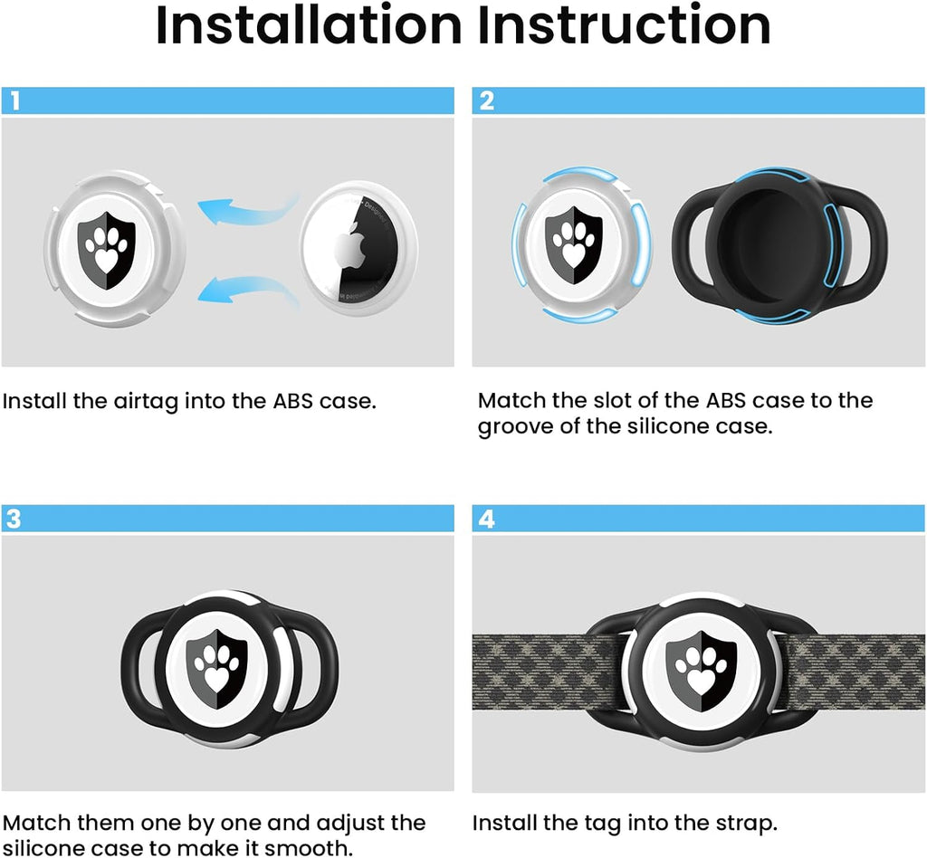 4 Pack Waterproof AirTag Dog Collar Holder for Apple Tracker Mix Colors