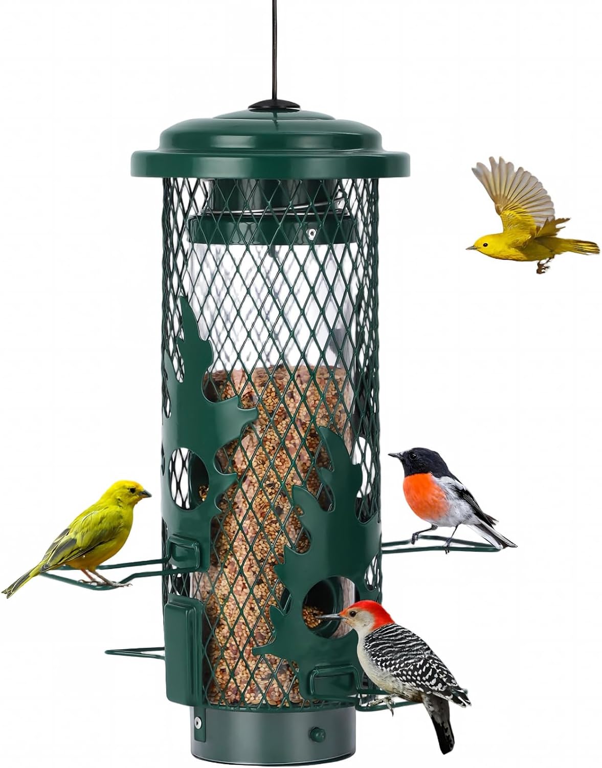 Squirrel Proof Bird Feeder & Double Shepherd Hook for Outdoor