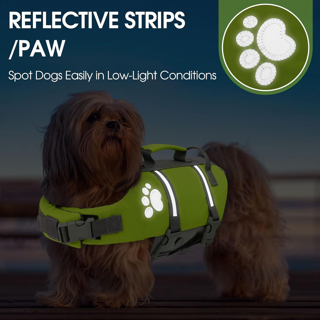 Queenmore Small Dog Life Jacket, Ripstop Safety Dog Life Vest for Swimming