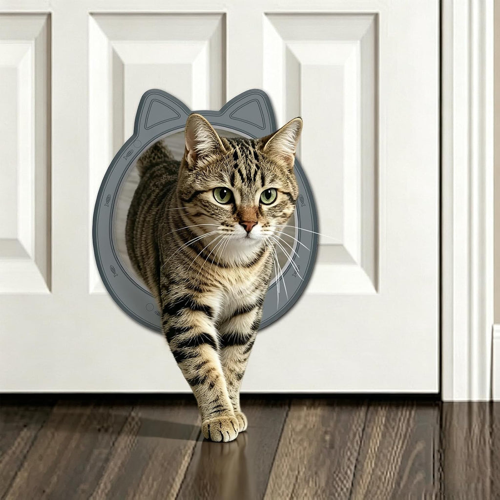 Large Cat Door Interior Door, No-Flap Pet Door for Cats Up to 22 lbs(Gray)